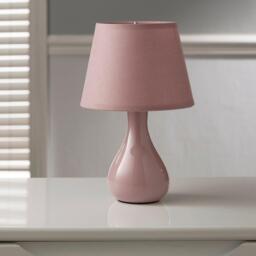 K Living Calvin Small Ceramic Pink Table Lamp & Shade - thumbnail 1