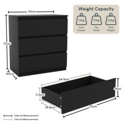 Lassic Vida Designs Denver 3 Drawer Chest - thumbnail 2