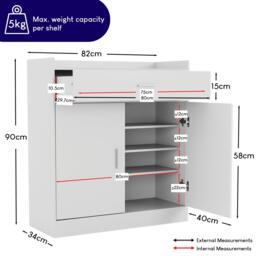 Lassic Vida Designs Dalby 2 Door 1 Drawer Shoe Cabinet - thumbnail 2