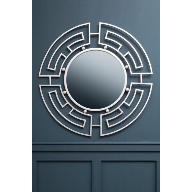 Interiors by Premier Jalal Silver Metal Frame Round Wall Mirror - image 1