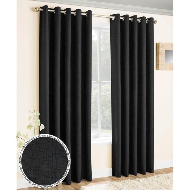Enhanced Living Vogue Black Thermal Room Darkening Curtains Eyelet - image 1