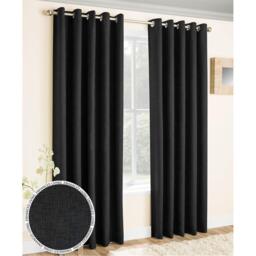 Enhanced Living Vogue Black Thermal Room Darkening Curtains Eyelet - thumbnail 1