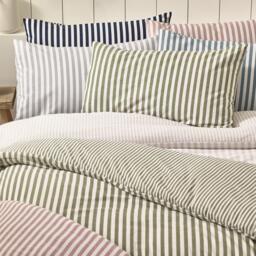 Catherine Lansfield Brushed Stripe Cotton Reversible Duvet Cover Set - thumbnail 5