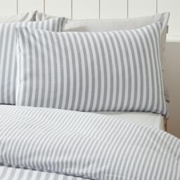 Catherine Lansfield Brushed Stripe Cotton Reversible Duvet Cover Set - thumbnail 3
