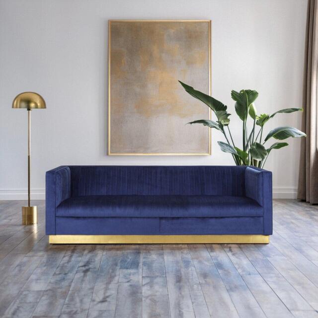 Interiors by Premier Opal 3 Seat Deep Blue Sofa - image 1