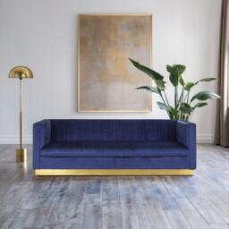 Interiors by Premier Opal 3 Seat Deep Blue Sofa - thumbnail 1