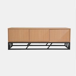 Biba Mabel Grooved Oak Colour Wooden TV Unit 3 Doors - thumbnail 4