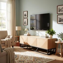 Biba Mabel Grooved Oak Colour Wooden TV Unit 3 Doors - thumbnail 2