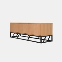 Biba Mabel Grooved Oak Colour Wooden TV Unit 3 Doors - thumbnail 5