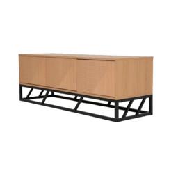 Biba Mabel Grooved Oak Colour Wooden TV Unit 3 Doors - thumbnail 3