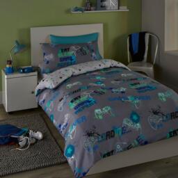 Bedlam Game Glow in the Dark Kids Duvet Cover Set in Grey - thumbnail 2