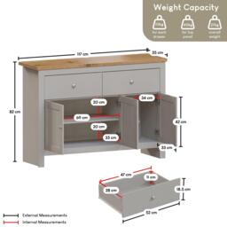 Lassic Vida Designs Arlington 2 Drawer 3 Door Sideboard - thumbnail 2