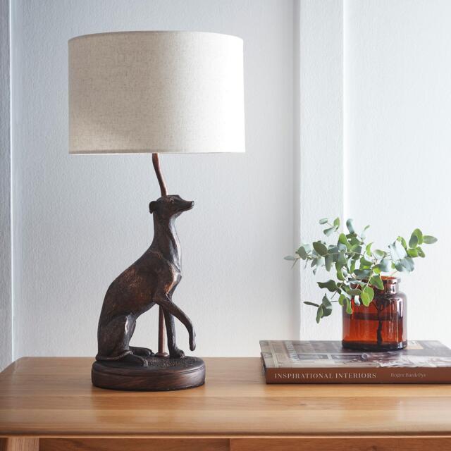 K Living Greyhound Red Copper Resin Table Lamp with Shade - image 1