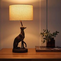 K Living Greyhound Red Copper Resin Table Lamp with Shade - thumbnail 2