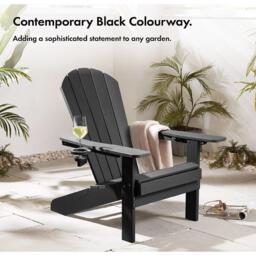 VonHaus Westport Black Adirondack Chair - thumbnail 3