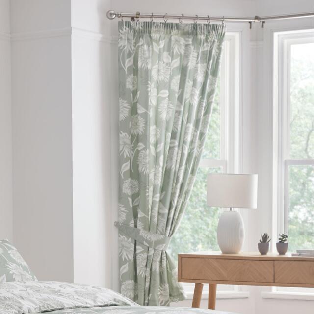 Dreams and Drapes Chrysanthemum Pencil Pleat Curtains in Blue - image 1