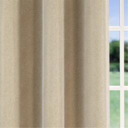 Enhanced Living Chester Natural 100% Blackout Herringbone Curtains - thumbnail 3