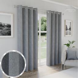 Enhanced Living Austin 100% Blackout Linen Look Eyelet Curtains - thumbnail 1