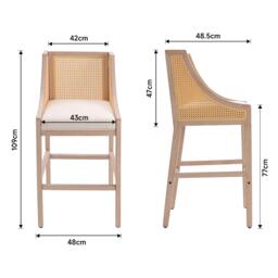 Kabinet UK 2 Pcs Natural Rattan Bar Stools with Backrest - thumbnail 9
