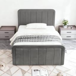 Comfy Living Brushed Velvet Gas Lift Bed with Mattress - thumbnail 2