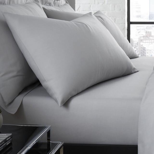 Serene Home Plain Dyed Pair of Housewife Pillowcases in Silver - image 1