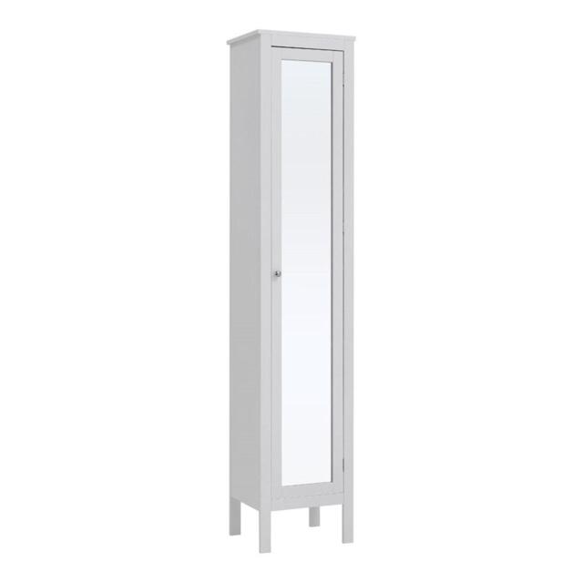 Kabinet UK Slim White Tall Cabinet with Mirror Door - image 1