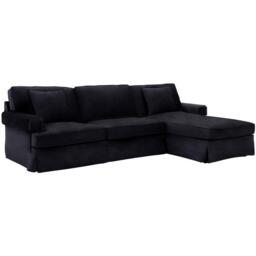 Fifty Five South Ralph Three Seat Black Velvet Right Chaise Sofa - thumbnail 5