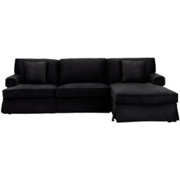 Fifty Five South Ralph Three Seat Black Velvet Right Chaise Sofa