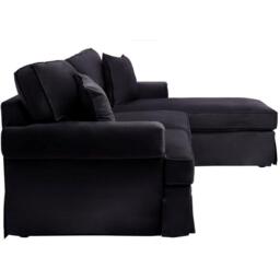 Fifty Five South Ralph Three Seat Black Velvet Right Chaise Sofa - thumbnail 4