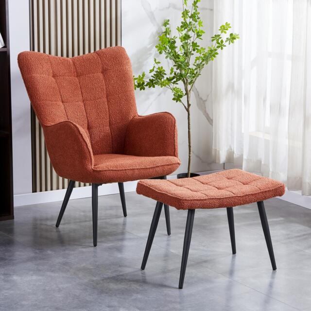 Shankar Paris Boucle Armchair & Footstool Set - image 1