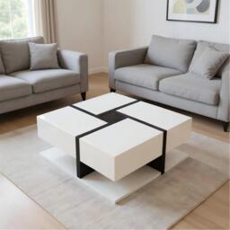 Urban Meuble Square Coffee Table with Storage Drawers
