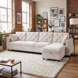 Urban Meuble Modern L-Shaped Sofa with Storage Chaise - thumbnail 3