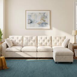 Urban Meuble Modern L-Shaped Sofa with Storage Chaise - thumbnail 2
