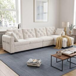 Urban Meuble Modern L-Shaped Sofa with Storage Chaise
