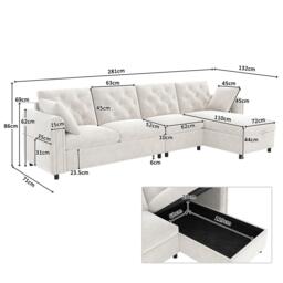 Urban Meuble Modern L-Shaped Sofa with Storage Chaise - thumbnail 6