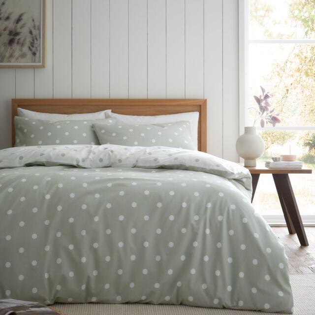 Catherine Lansfield Brushed Polka Dot Cotton Duvet Cover Set - image 1