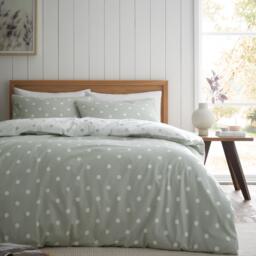 Catherine Lansfield Brushed Polka Dot Cotton Duvet Cover Set