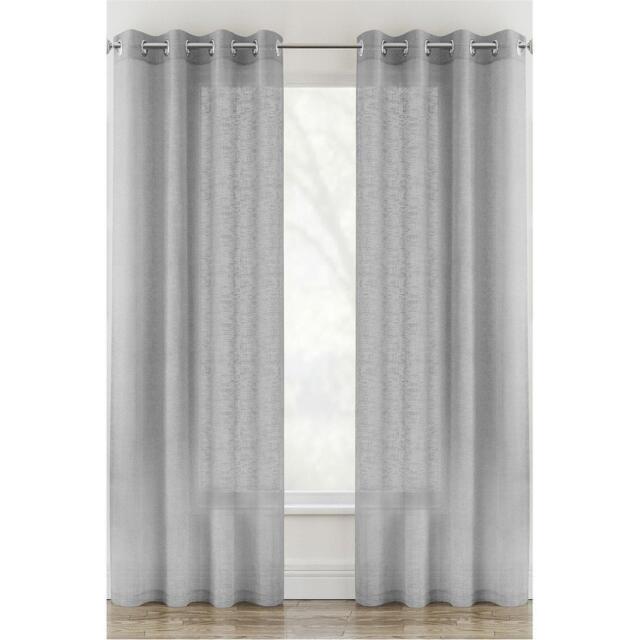 Enhanced Living Crete Linen Looks Sheer Eyelet Panel - Pair - image 1