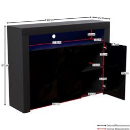Lassic Vida Designs Nova 3 Door Multi LED Sideboard - thumbnail 2