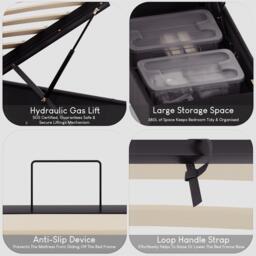 Lassic Lisbon 3ft Single Ottoman Faux Leather Bed UKFR - thumbnail 4