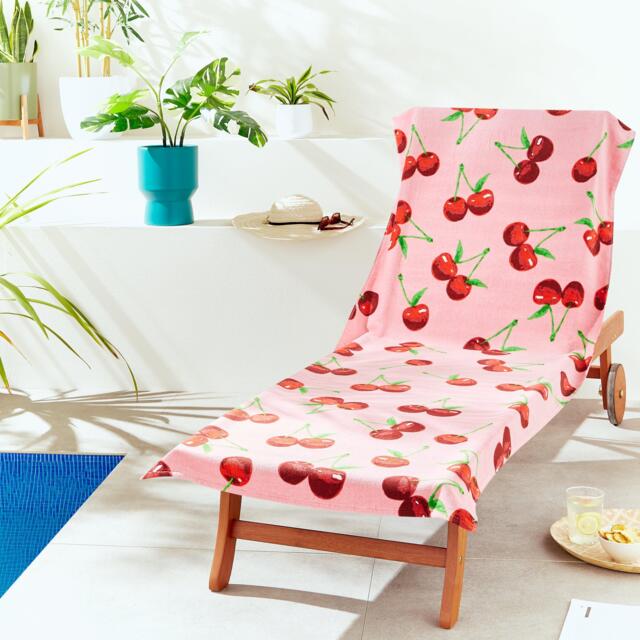 Catherine Lansfield Cherries Cotton Beach Sun Lounger Towel - image 1
