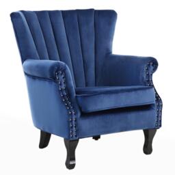Kabinet UK Blue Vintage Old-fashion Velvet Wing Back Armchair - thumbnail 2