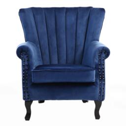 Kabinet UK Blue Vintage Old-fashion Velvet Wing Back Armchair - thumbnail 4