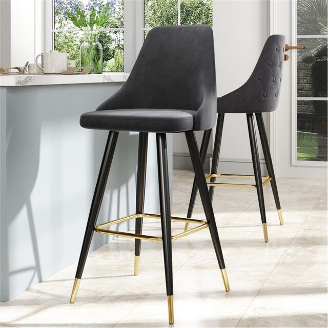 Kabinet UK Set of 2 Modern Velvet Bar Stools - image 1