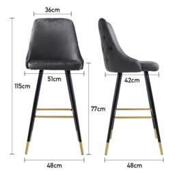 Kabinet UK Set of 2 Modern Velvet Bar Stools - thumbnail 7