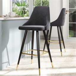 Kabinet UK Set of 2 Modern Velvet Bar Stools