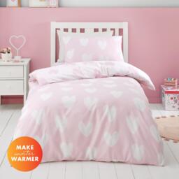 Catherine Lansfield Brushed Cotton Hearts Reversible Duvet Cover Set - thumbnail 1