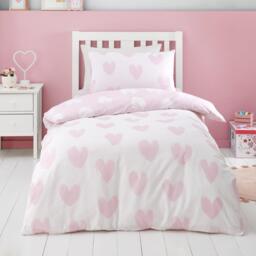 Catherine Lansfield Brushed Cotton Hearts Reversible Duvet Cover Set - thumbnail 2