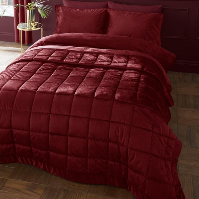 Catherine Lansfield Kingsley Matt Velvet Quilted Bedspread - image 1