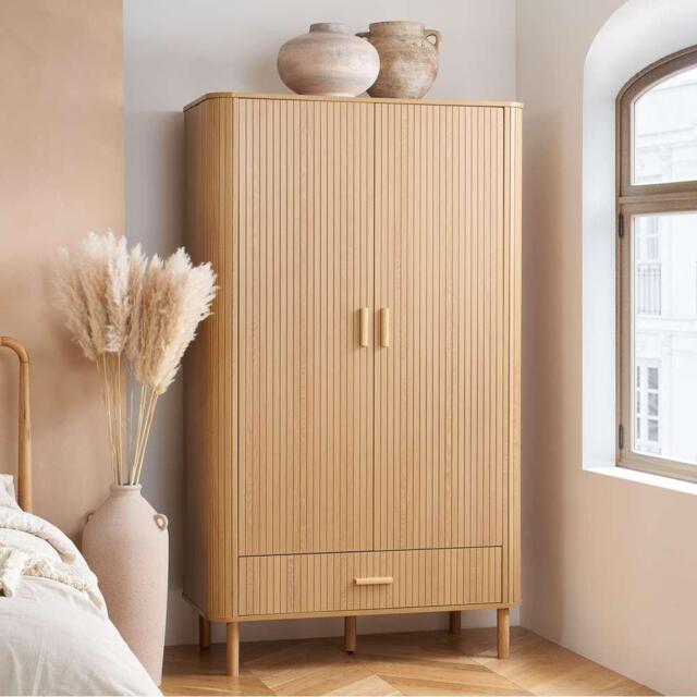 Birlea Axel 2 Door 1 Drawer Fluted Wardrobe - image 1